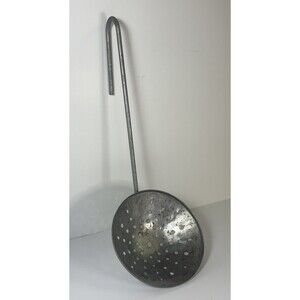 Vintage Pot Strainer Skimmer Rustic MidCentury Farmhouse Ladle Style